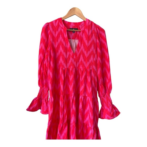 Tuckernuck Pomander Place Hot Pink Ikat Kenzo Dress Women’s Size XS Tiered - Picture 7 of 14